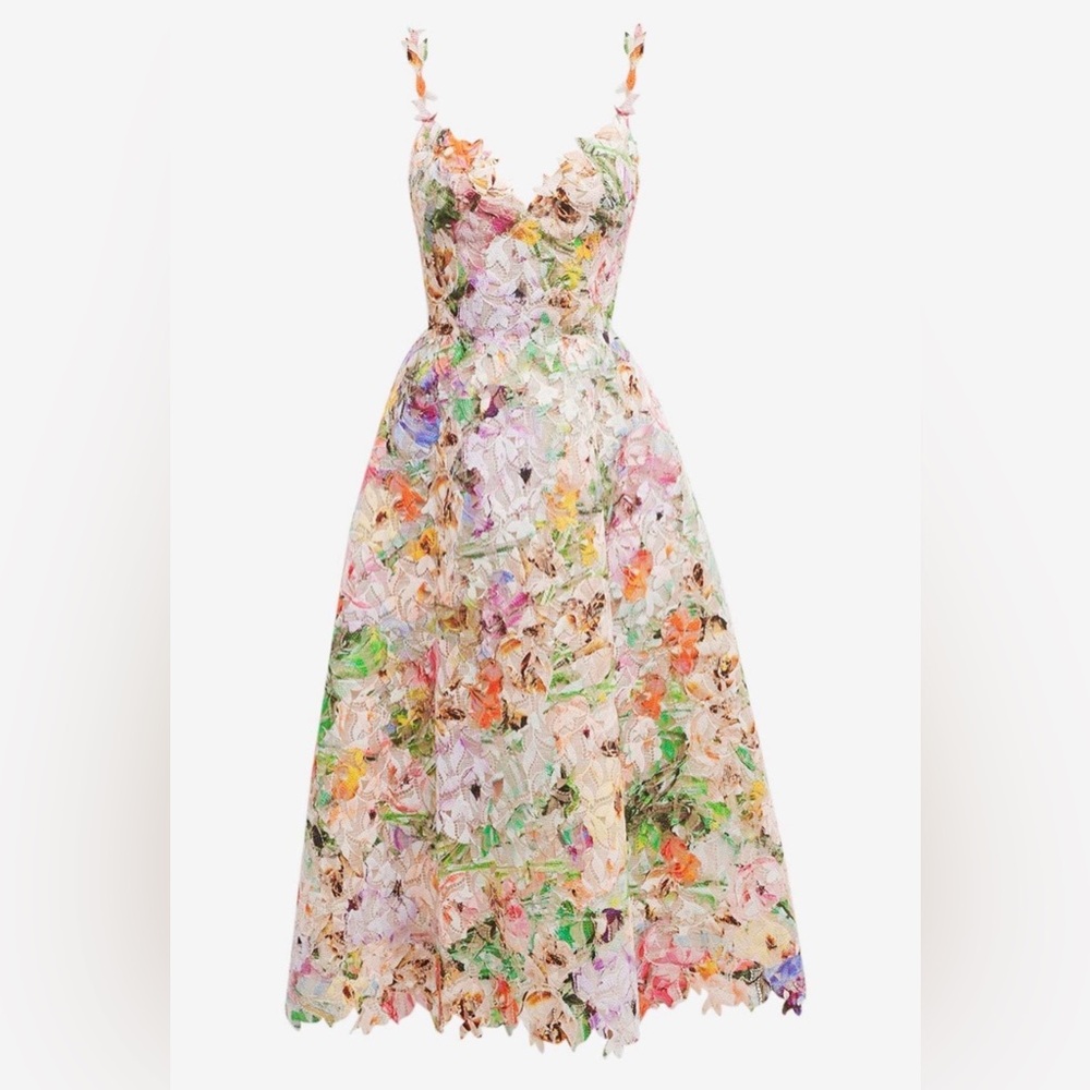 Floral Lace Trim Dress